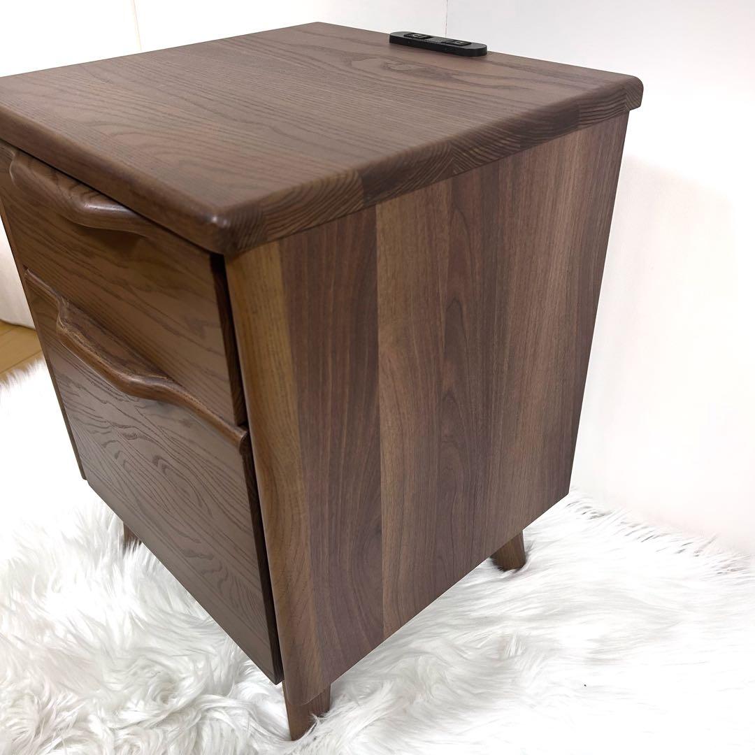 【廃盤希少】ニトリ　NITORI ナイトテーブル　アーシュ2段　コンセント2 ②