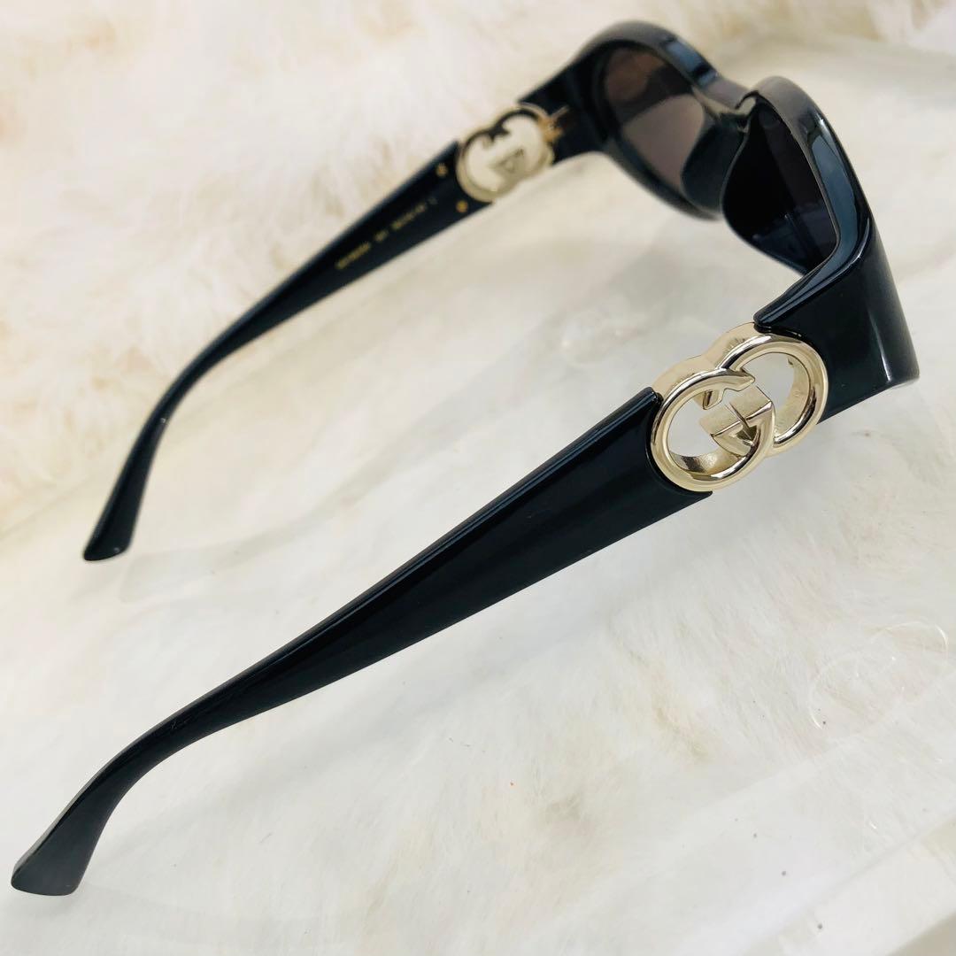 GUCCI ブラック オーバルサングラス GG柄 ゴールド 男女兼用　早い者勝ち