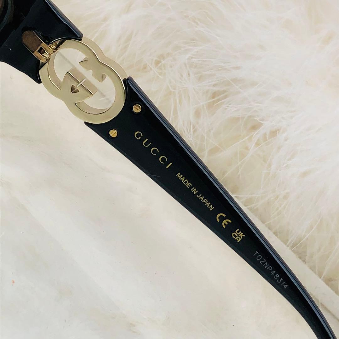 GUCCI ブラック オーバルサングラス GG柄 ゴールド 男女兼用　早い者勝ち