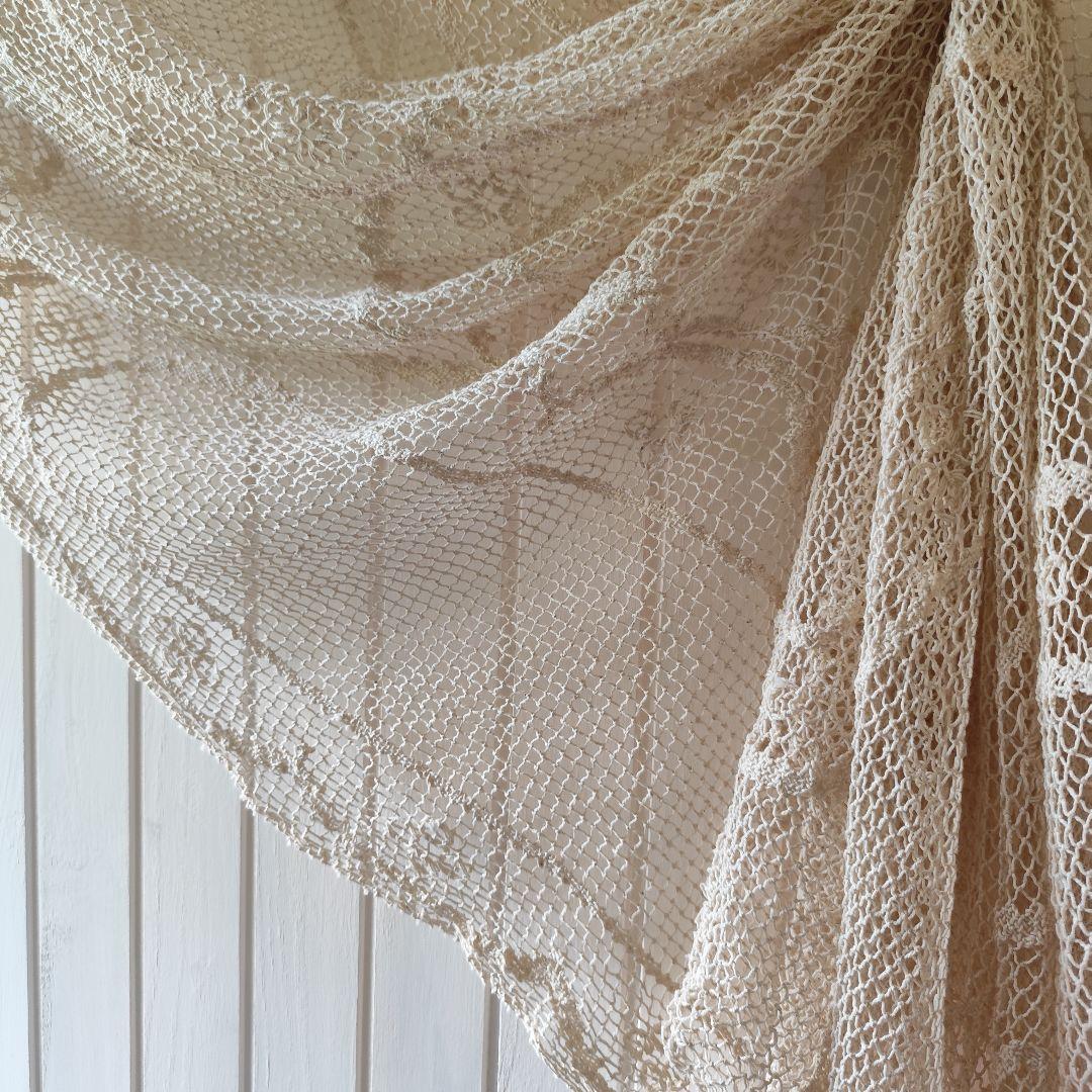 ハンドワークコットンフィレレース　生成り