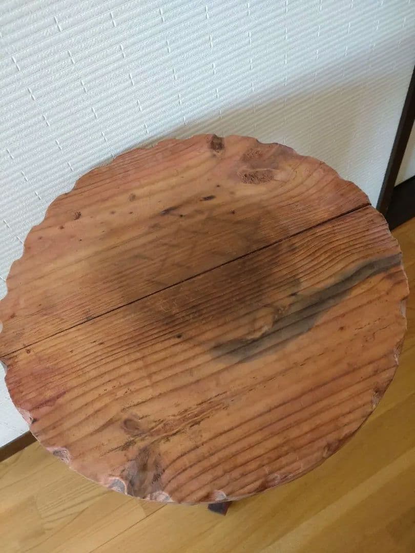 アンティーク 木製 サイドテーブル 花台 ■ビンテージ インテリア レトロ