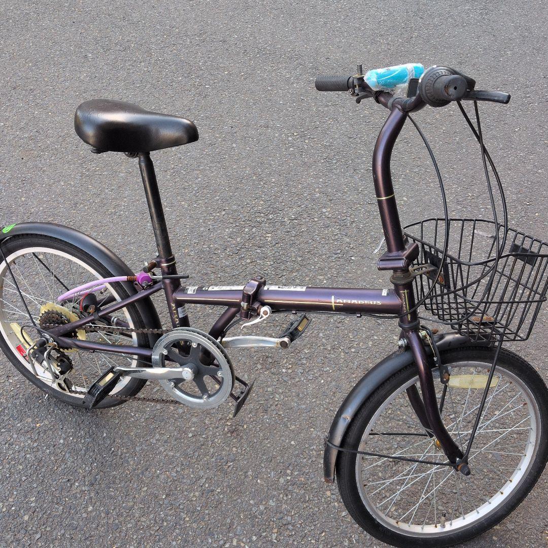 【引き取り限定】SHIMANO折りたたみ自転車 20インチ パープル ギア6段階