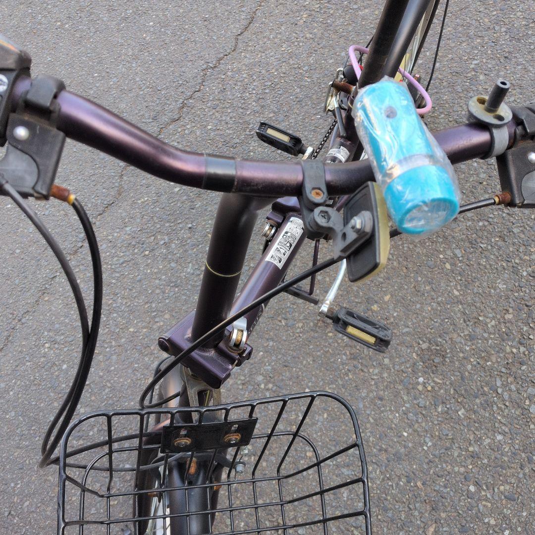 【引き取り限定】SHIMANO折りたたみ自転車 20インチ パープル ギア6段階