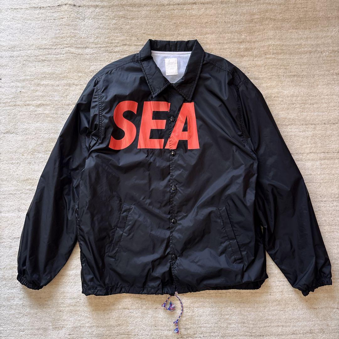 ウィンダンシー ビッグロゴ ナイロン コーチジャケット 両面プリント M 黒 赤