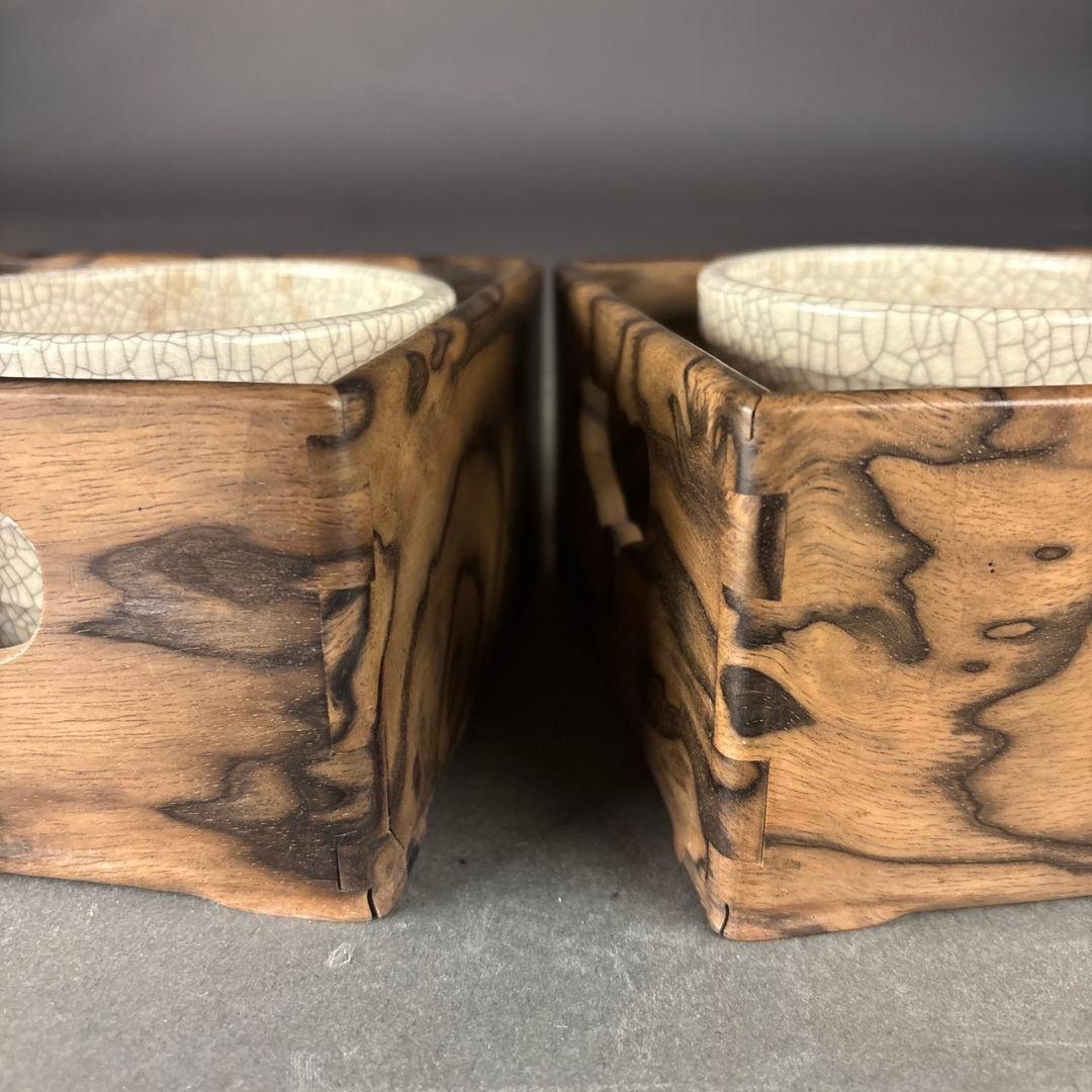 黒柿　煙草盆　２点