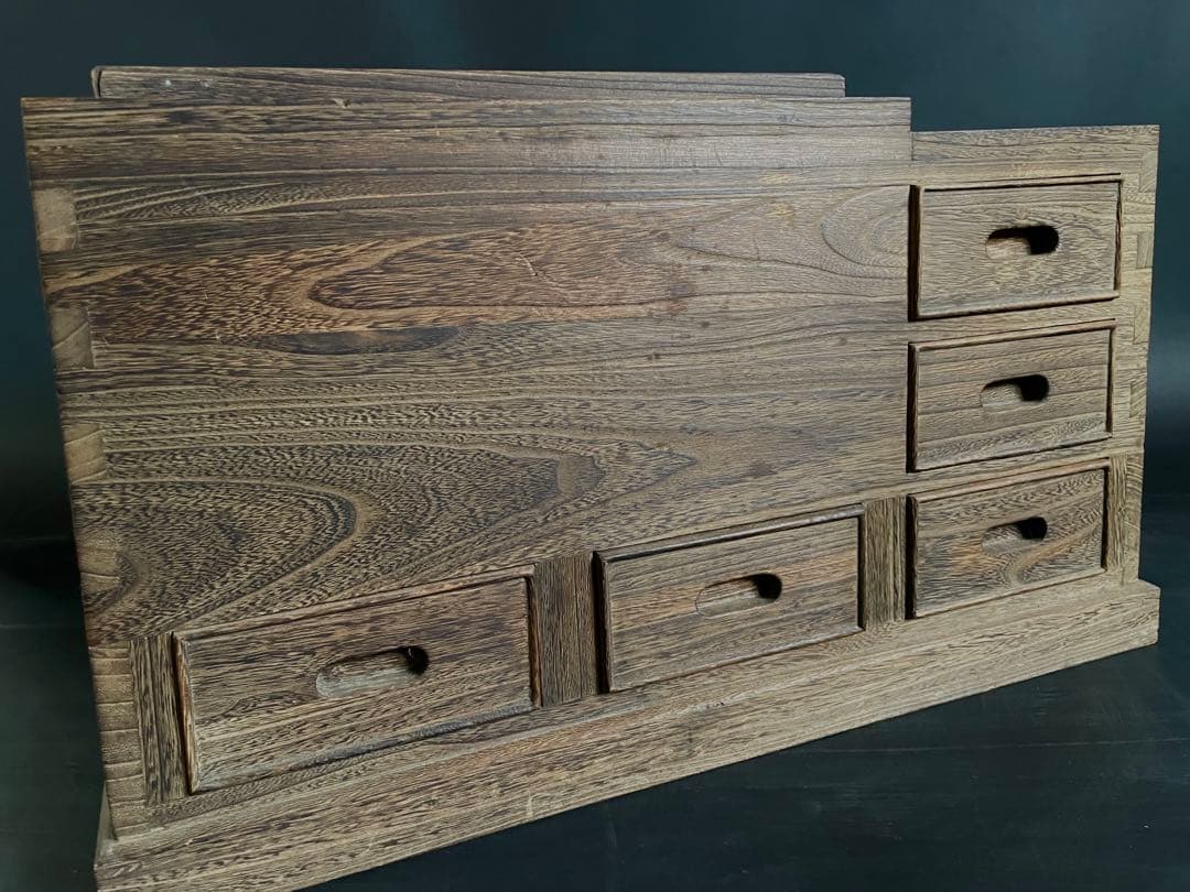 【美品】「母」 総桐 江戸火鉢 長火鉢 焼杉 無垢材 五杯 引出し （Fお）