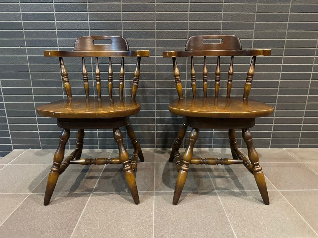 飛騨産業 キツツキマーク ウィンザーチェア ダイニングチェア 回転椅子 4脚