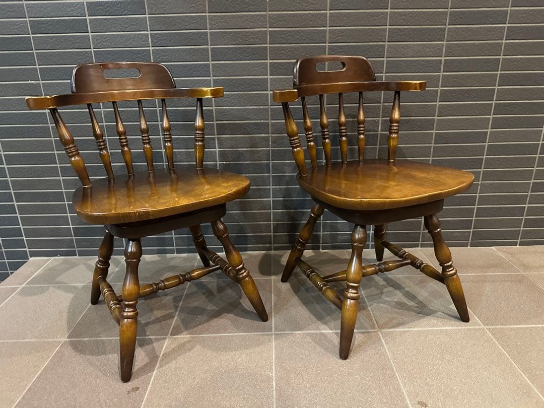 飛騨産業 キツツキマーク ウィンザーチェア ダイニングチェア 回転椅子 4脚