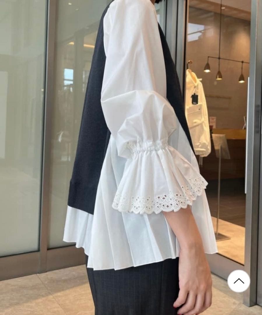 新品タグ付UNITED ARROWS プリーツコンビ ニットブラウス FREE