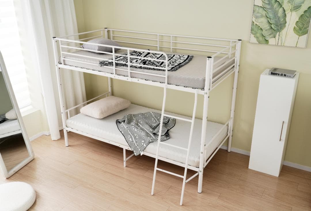 二段ベッドロフトベッド シングルベッド パイプ 耐震 耐荷重150kg