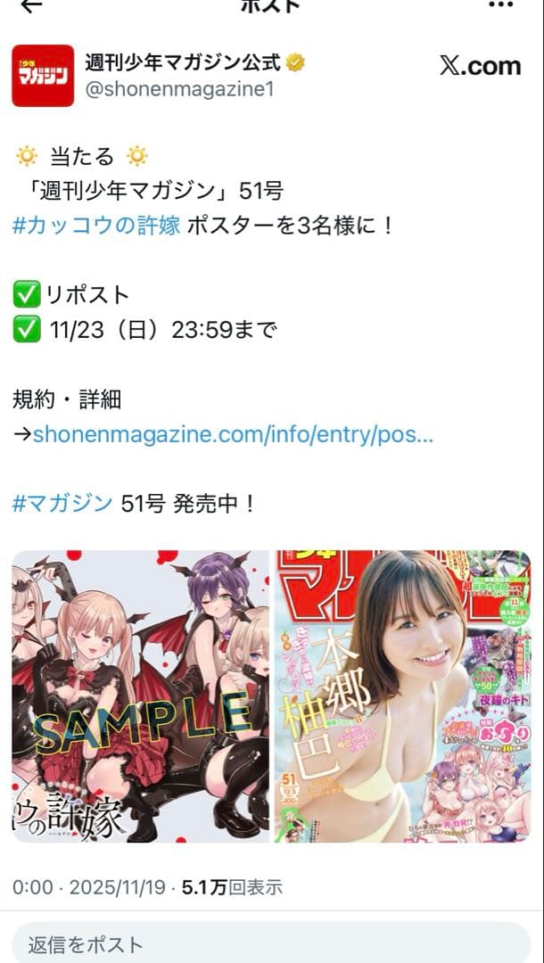 カッコウの許嫁 当選 ポスター