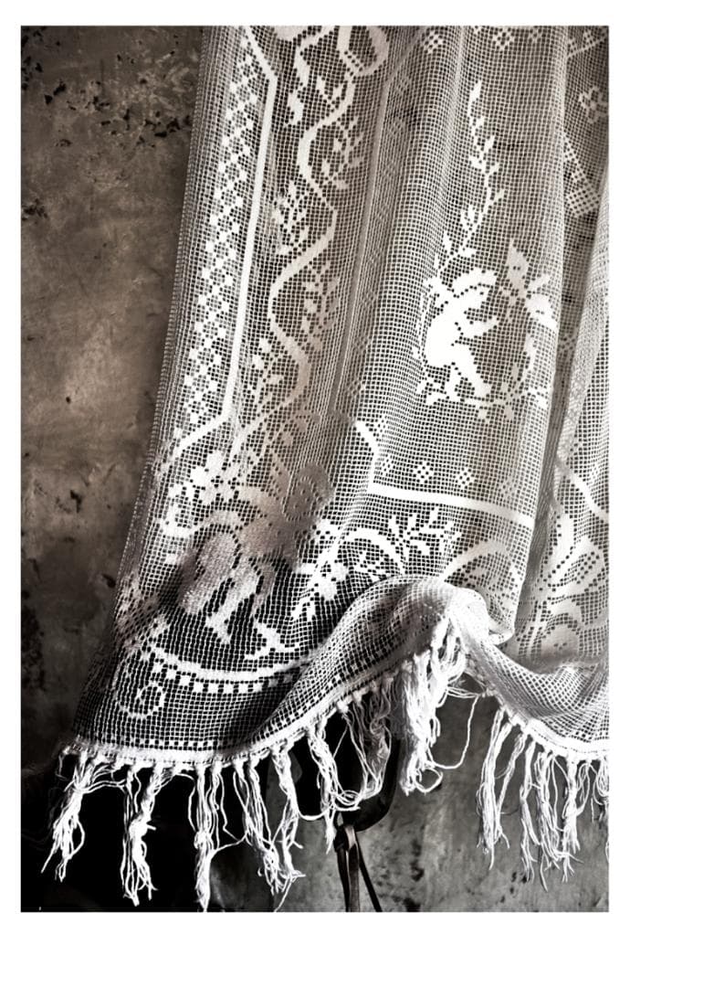 france 150c ８人のプットーと４人の蝶々とレースカーテン アンティーク