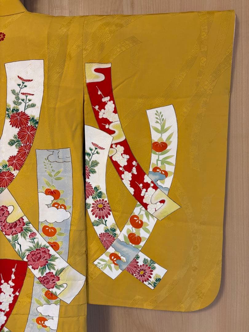 七五三 正絹 子ども着物 3才 5才 山吹色 熨斗 sM2511114