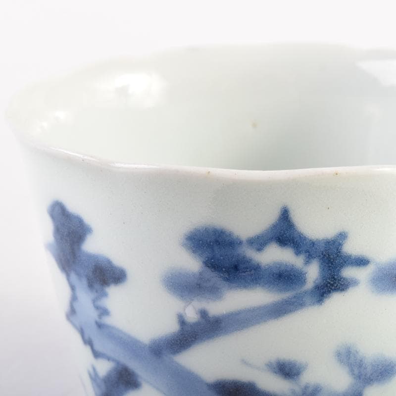 伊万里焼　染付　角福柿右衛門様式　松竹梅文　猪口　時代箱付　C　6969