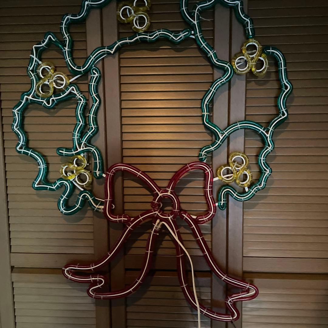 超特大クリスマスリース LEDライトリボンイルミネーション