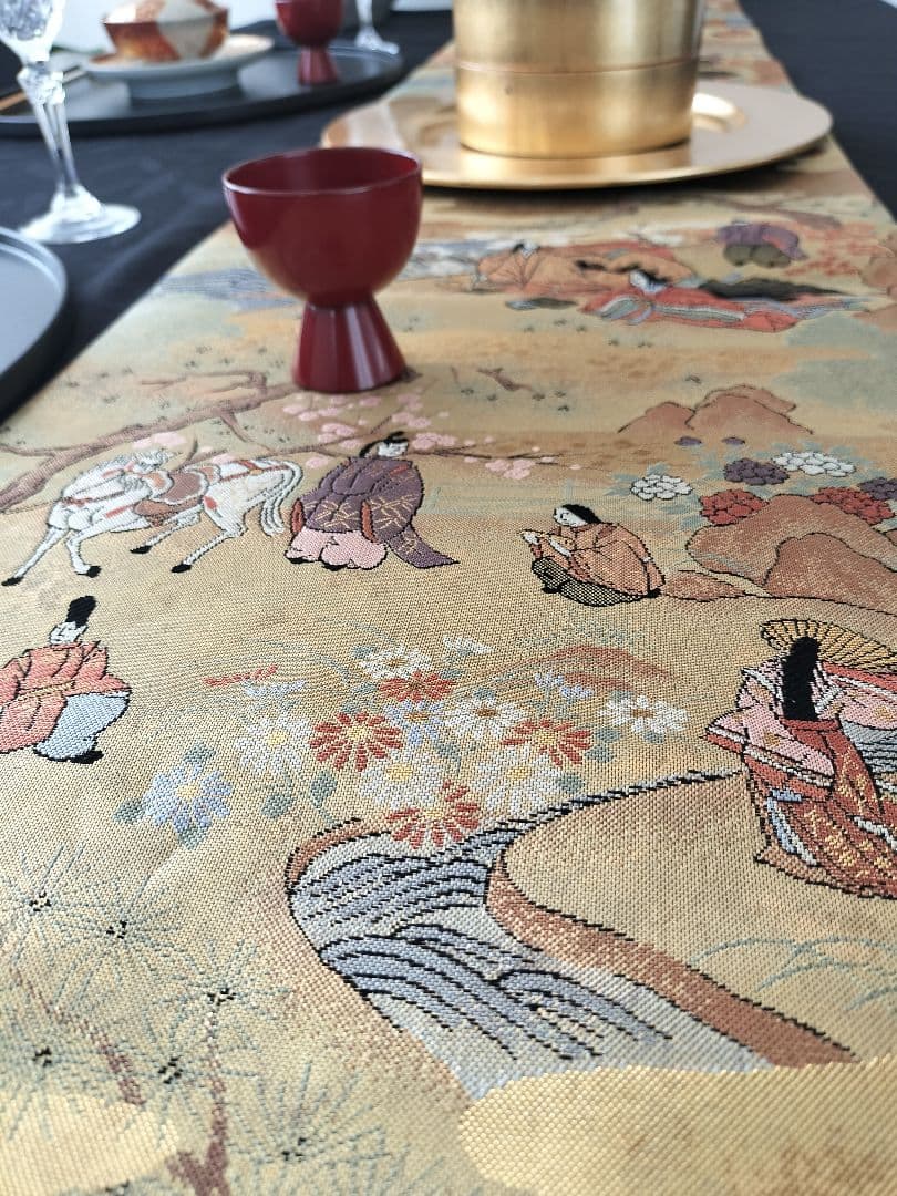 A876★逸品‼️全通帯‼️豪華刺繍‼️テーブルランナー2m12cm