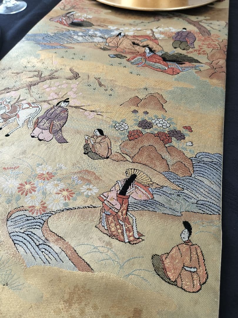 A876★逸品‼️全通帯‼️豪華刺繍‼️テーブルランナー2m12cm