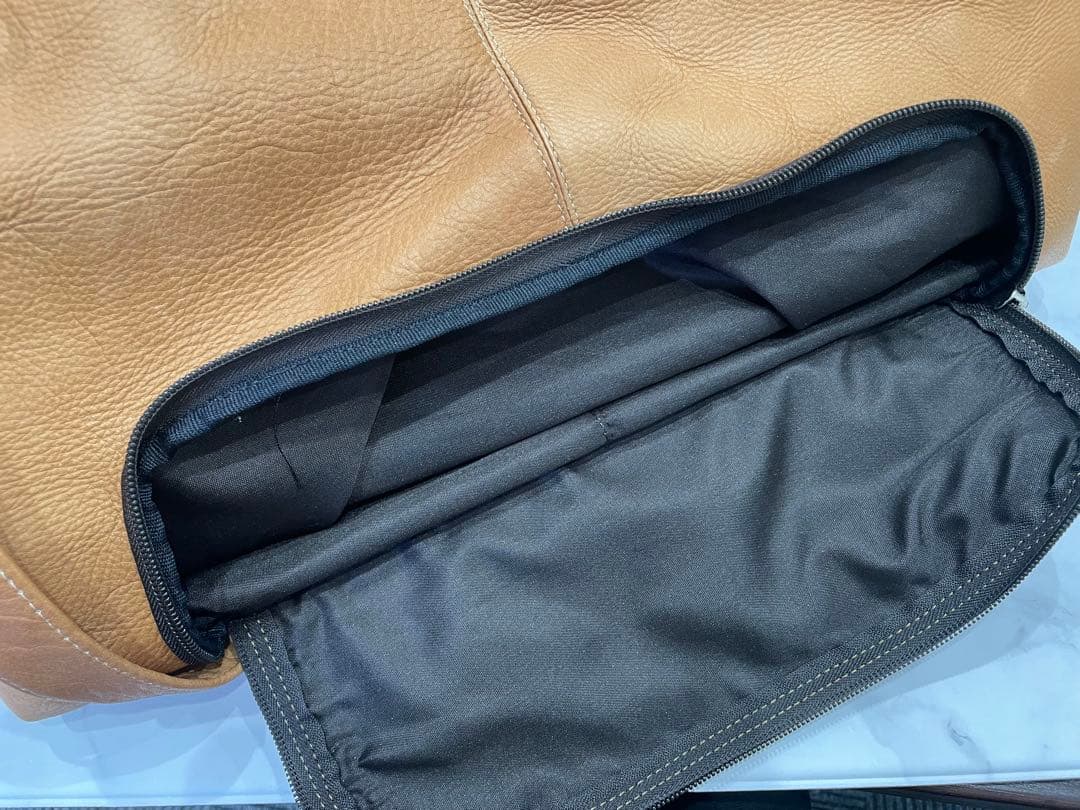 David King Bostonベージュレザーボストンバッグ