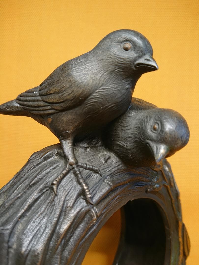 トリ　鳥　銅製　ブロンズ像　彫像　置物　インテリア　工芸品　美術品　A2838