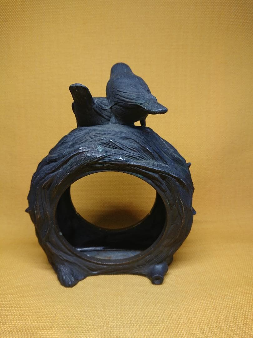 トリ　鳥　銅製　ブロンズ像　彫像　置物　インテリア　工芸品　美術品　A2838