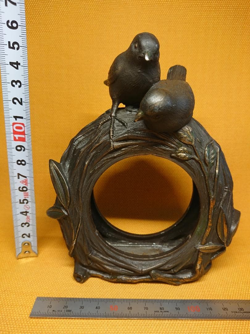 トリ　鳥　銅製　ブロンズ像　彫像　置物　インテリア　工芸品　美術品　A2838