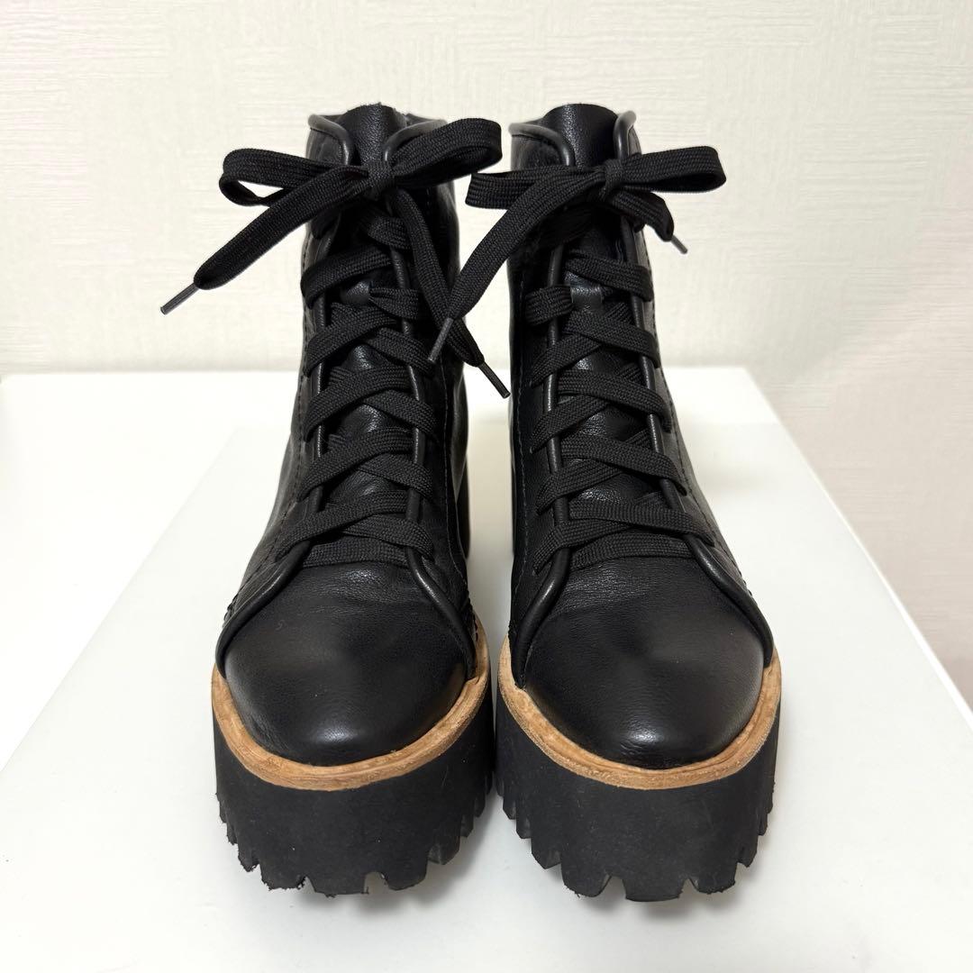 【美品】ヤマダヤ ALL BLACK×nouer ソフトレザーレースアップブーツ