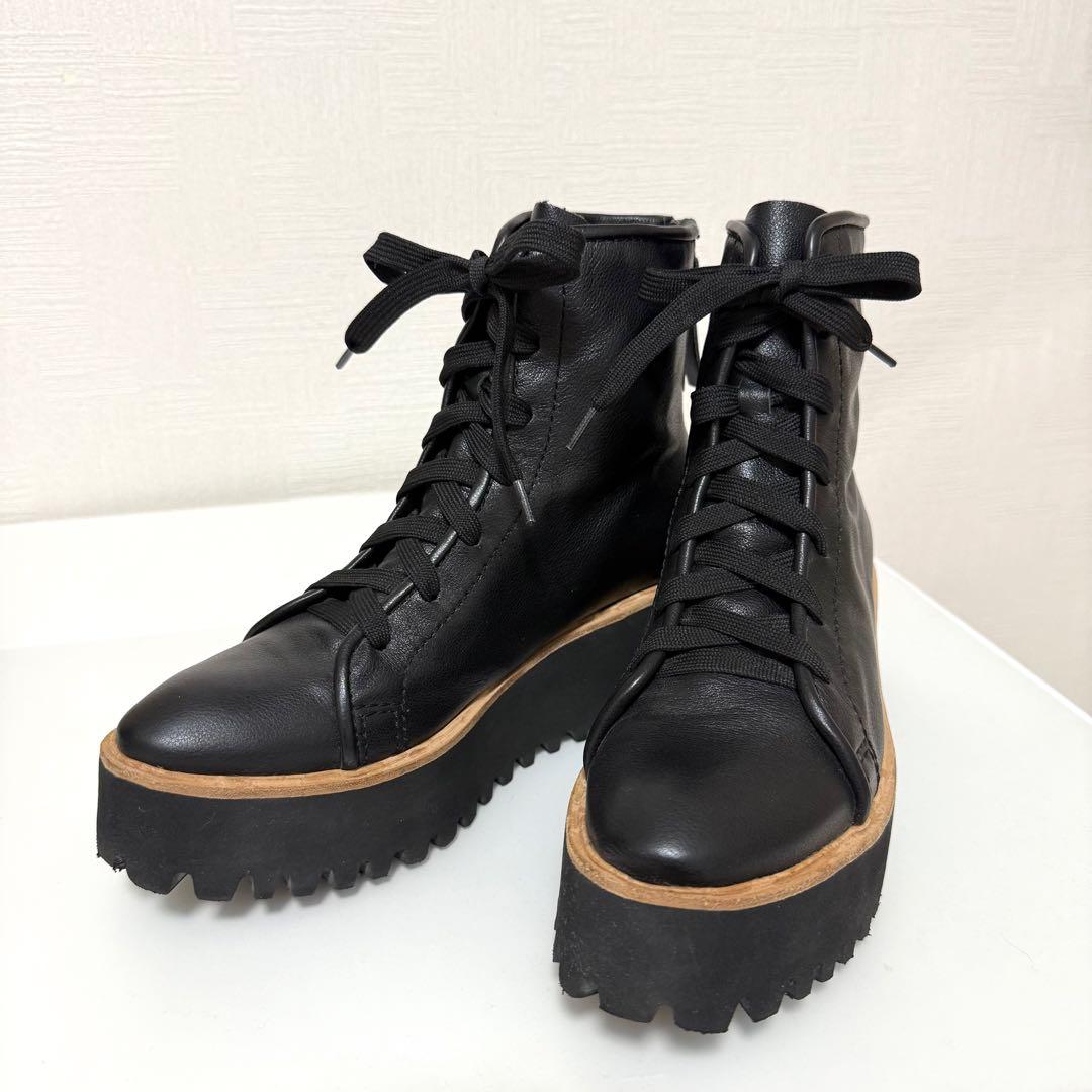 【美品】ヤマダヤ ALL BLACK×nouer ソフトレザーレースアップブーツ