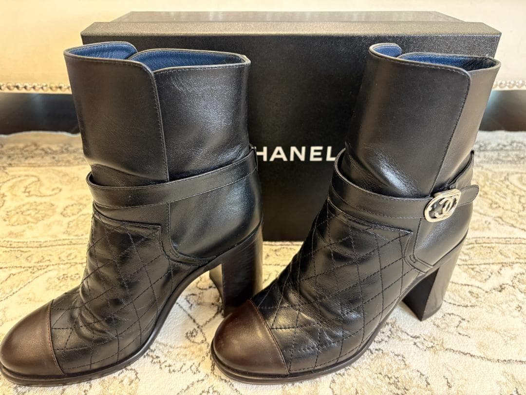 ★シャネル レザー キルティング ショートブーツ 37（24cm相当） 美品！