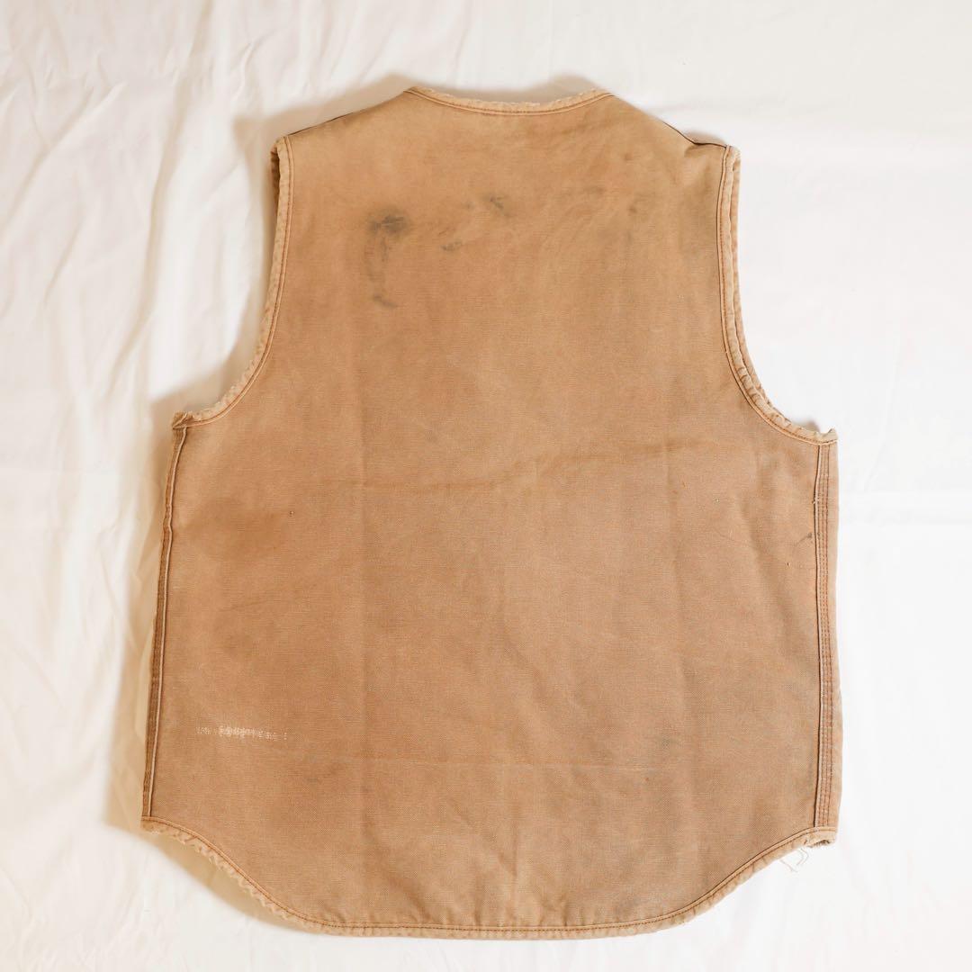 80s USA製 カーハート ダックベスト フェード ビンテージ 裏ボア LT