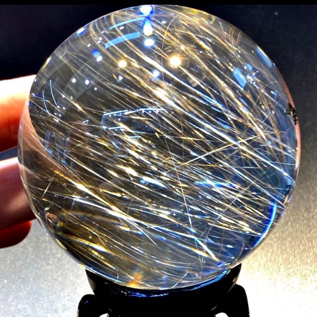 超絶綺麗✨64mm ゴールドルチルクォーツ　丸玉　スフィア　金針水晶