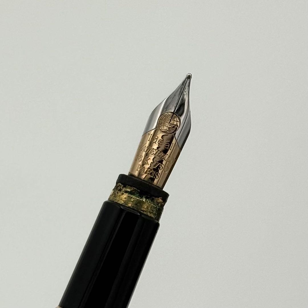 Waterman Ideal 万年筆 黒　ペン先18金　ブックカバー付き