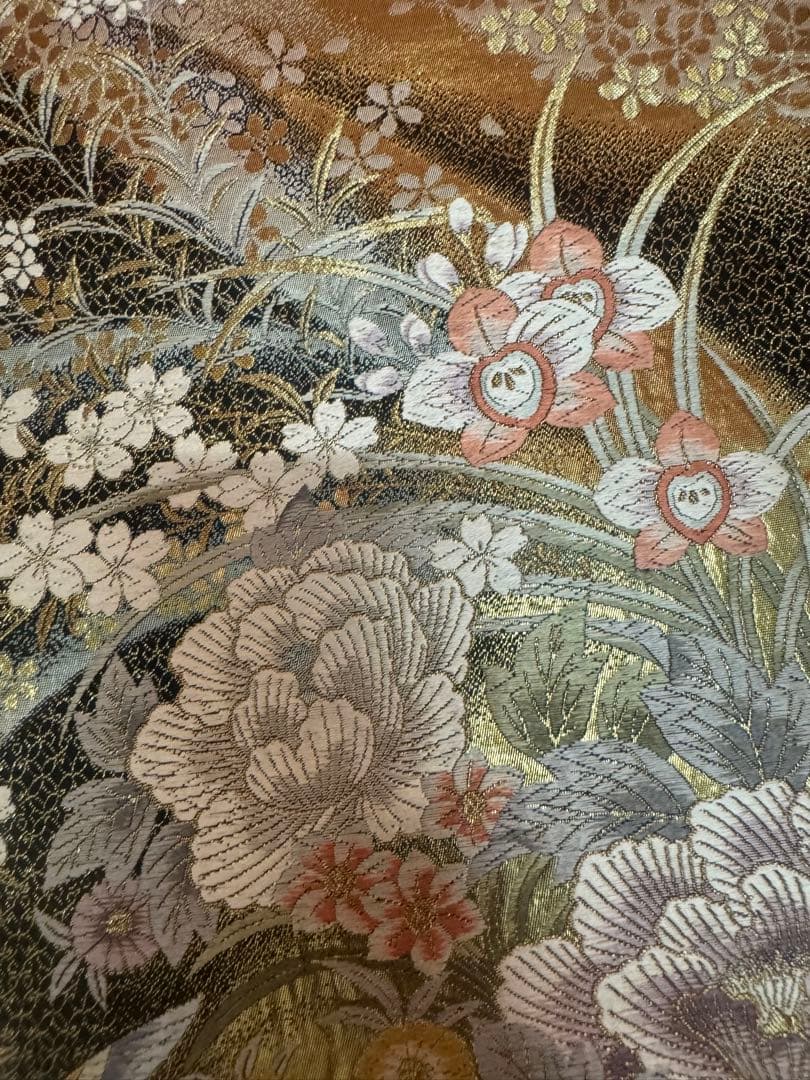 2685袋帯 古代彫金紋 西陣織 金糸　高級上質上品　約440cm 未使用