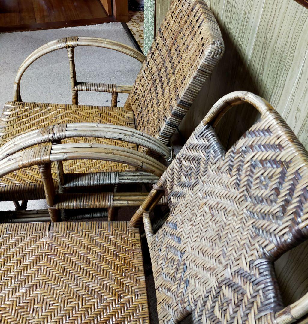 最終価格　ラタン 　籐の椅子　背もたれは十字　籐製品　台湾高雄　1956年購入