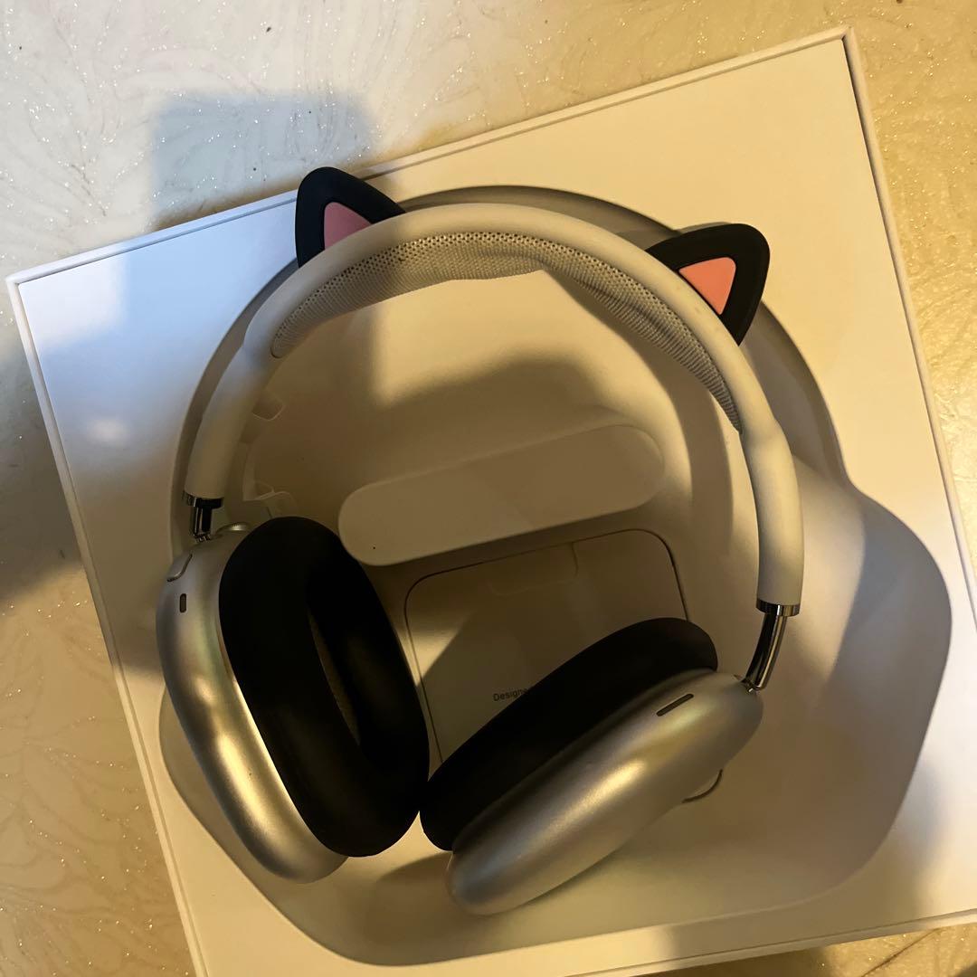 APPLE Airpods MAX 本体シルバー正規品美品本物猫耳操作確認済即発