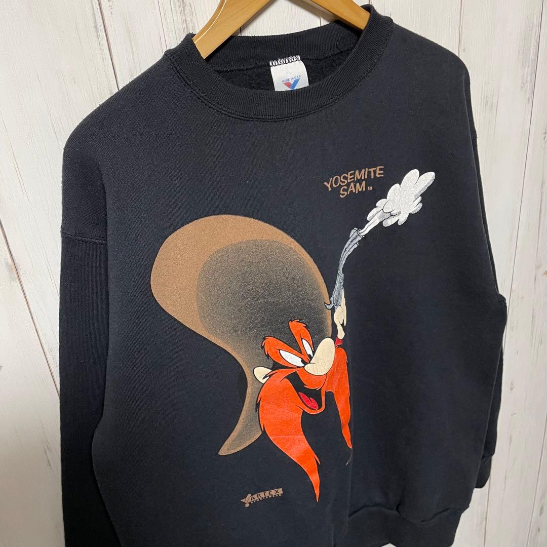 90s USA製 ARTEX ルーニーテューンズ ヨセミテサム 黒 スウェット