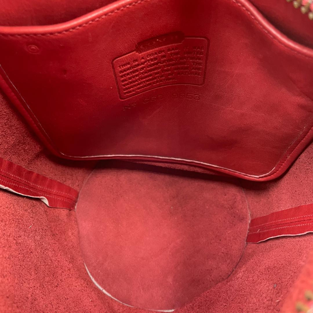 良品 COACH ショルダーバッグ レザー レッド オールドコーチ 斜め掛け