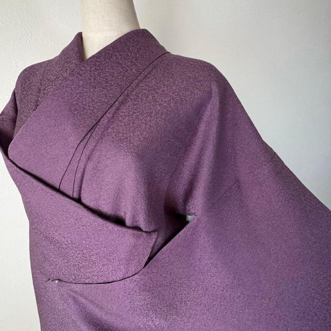 超美品　正絹　小紋　和装　着物　袷　176裄69 トール　一紋　江戸小紋　紫