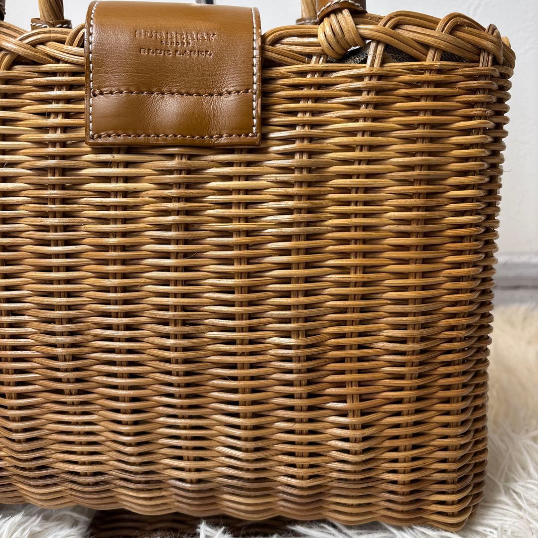 極美品☆【バーバリー　ブルーレーベル】カゴ　バッグ　ノバチェック　レザー