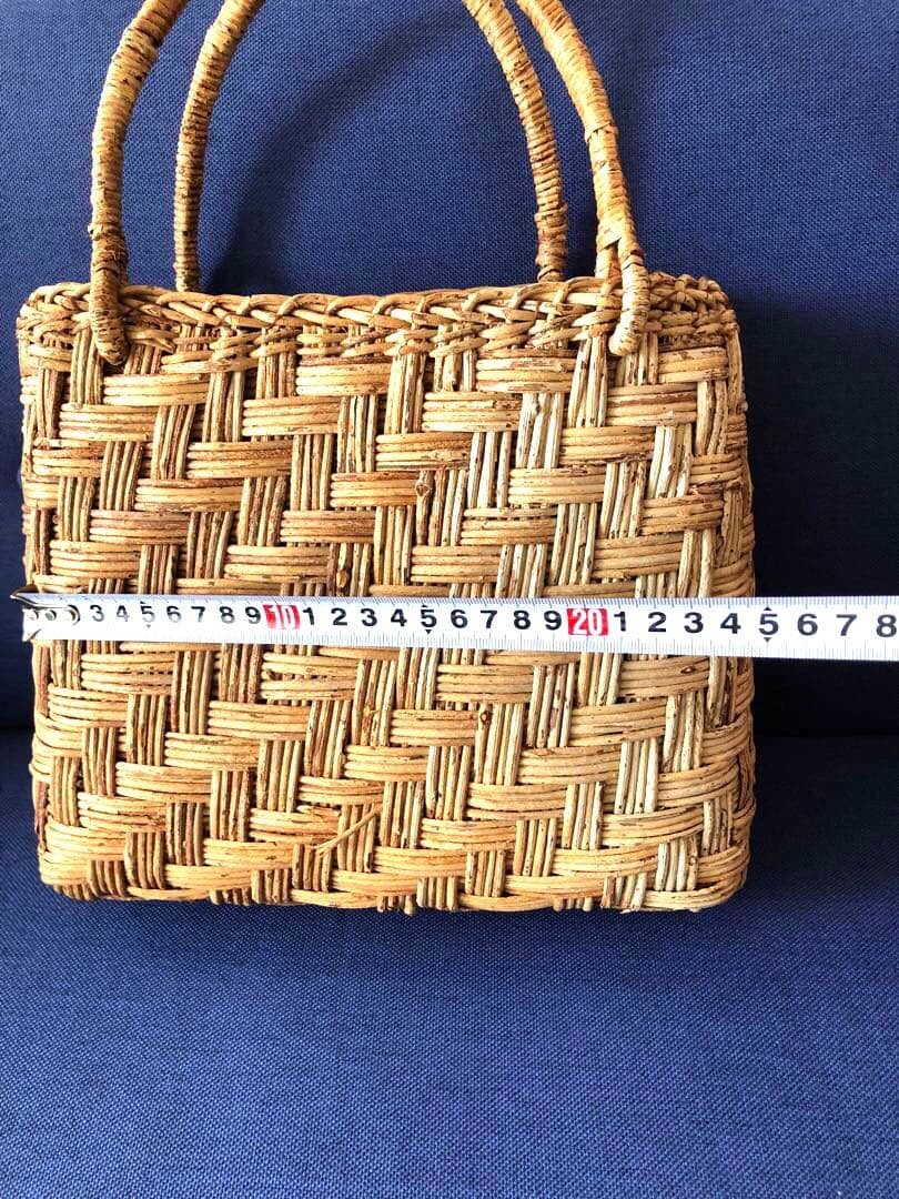 山葡萄 カゴバッグ ハンドバッグ　かご　ヴィンテージ　ダークブラウン　２点セット