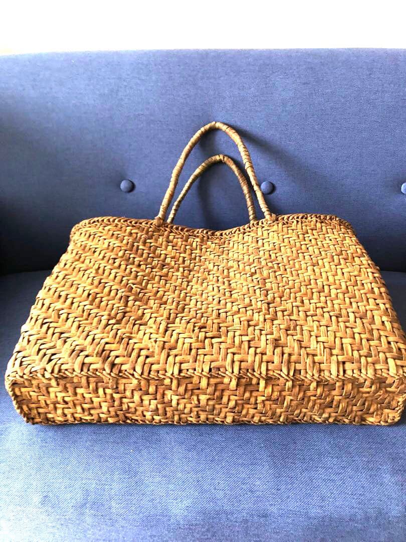 山葡萄 カゴバッグ ハンドバッグ　かご　ヴィンテージ　ダークブラウン　２点セット