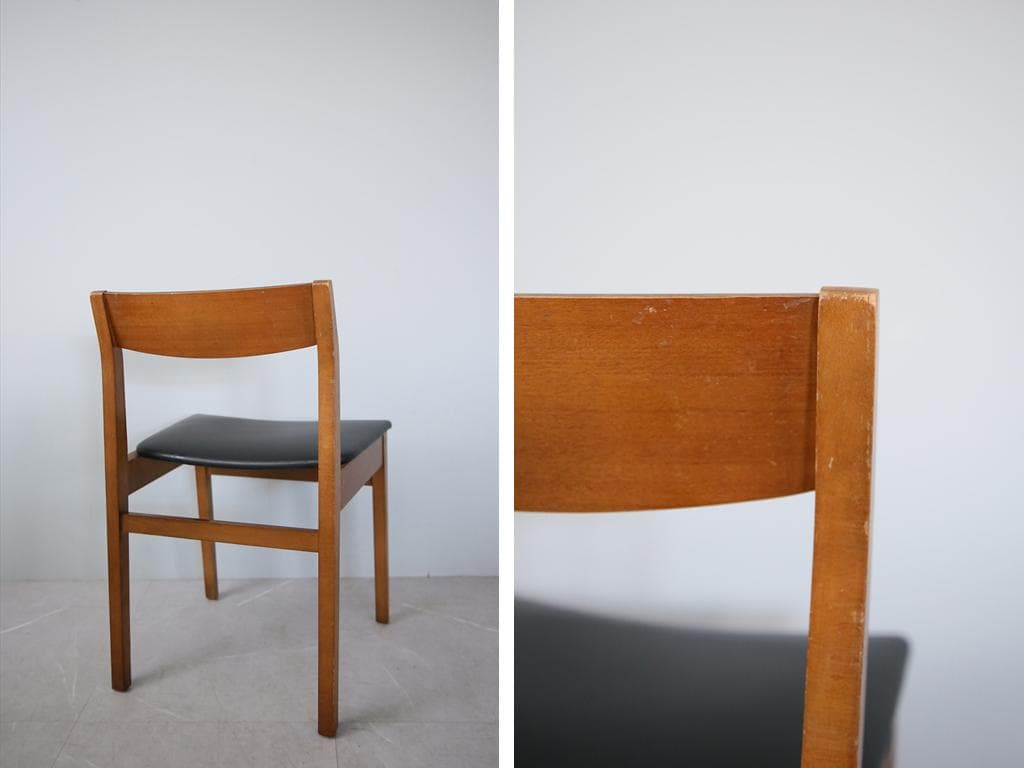 英国ヴィンテージチーク古木ダイニングチェア/椅子イス/モダン(92-259-2)