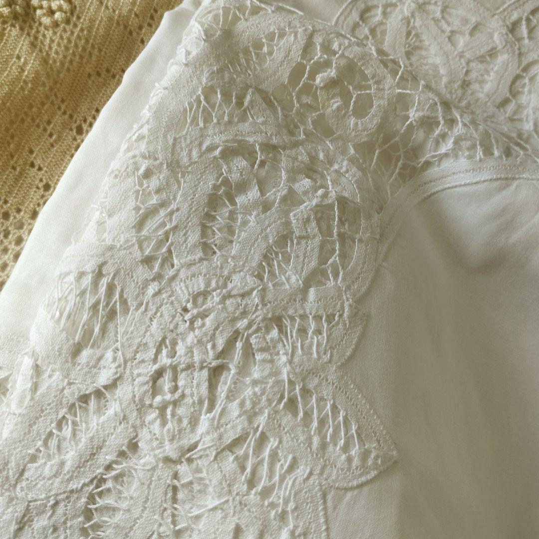 イギリスVintage　バテンレース　コットンカーテン　2枚組