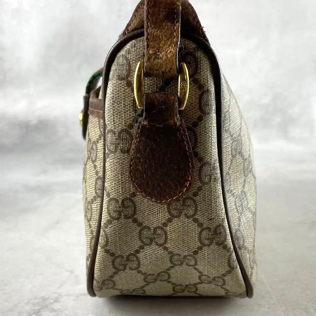 希少 グッチ シェリーライン GG キャンバス レザー ショルダーバッグ PVC