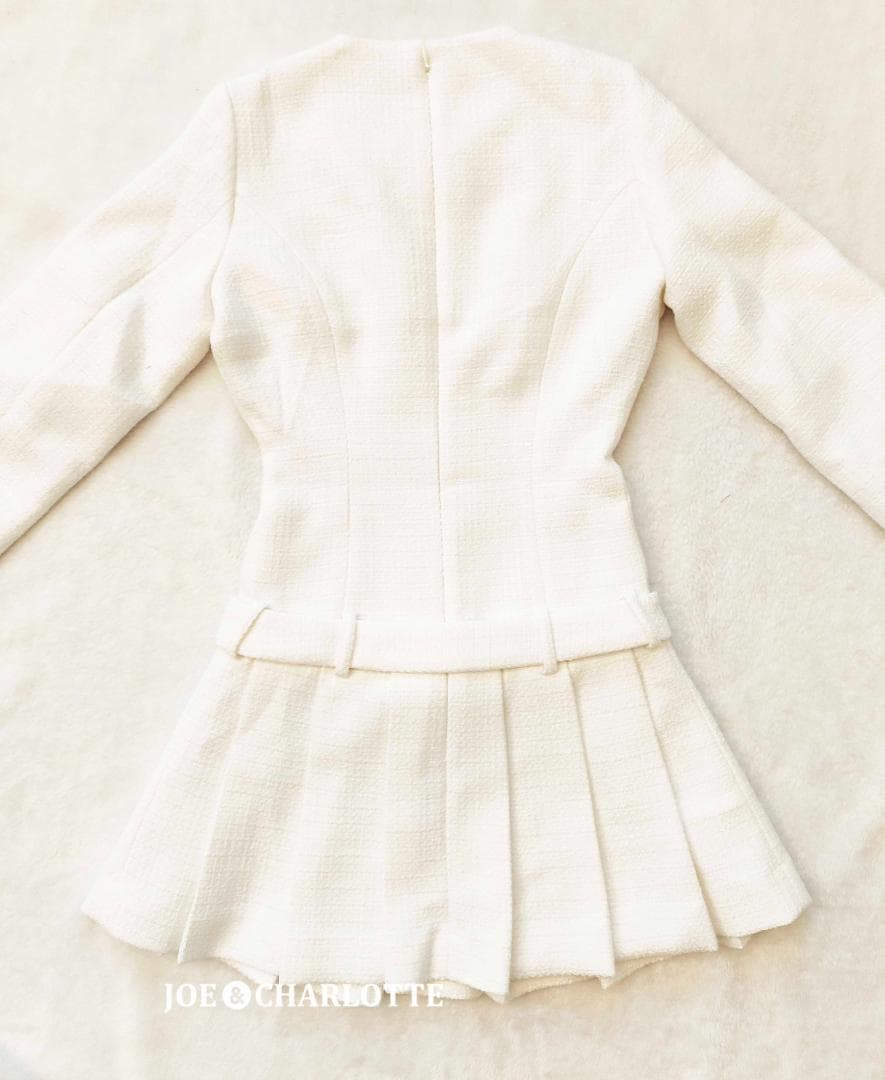 ダーリッチ darich ボックスプリーツツイードミニワンピース WHT F