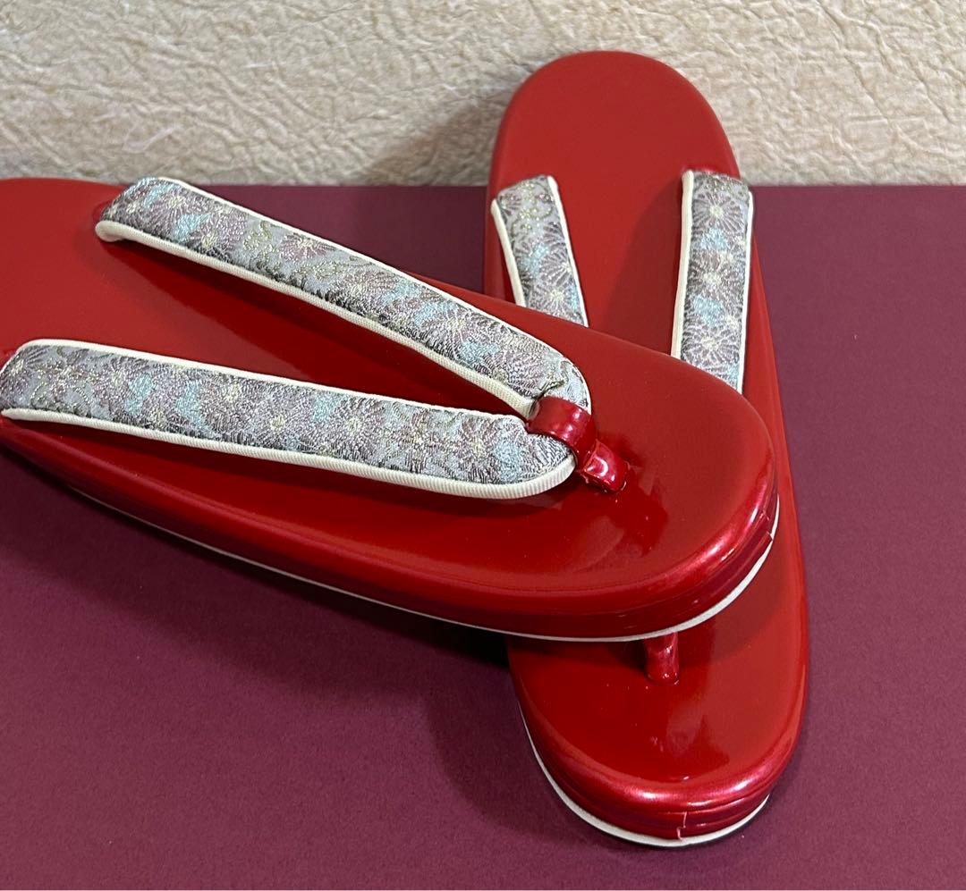 振袖草履とバッグセット　赤色　Lサイズ