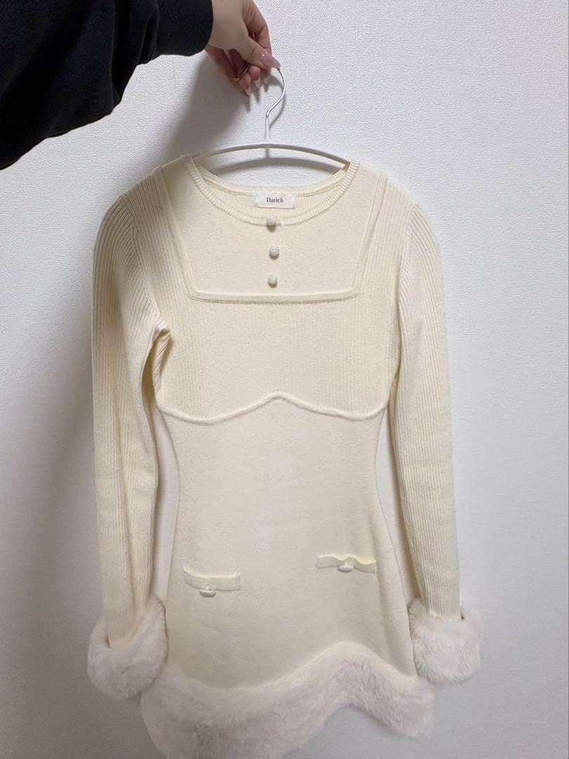 ダーリッチ Darich ビジューケープニットミニワンピ