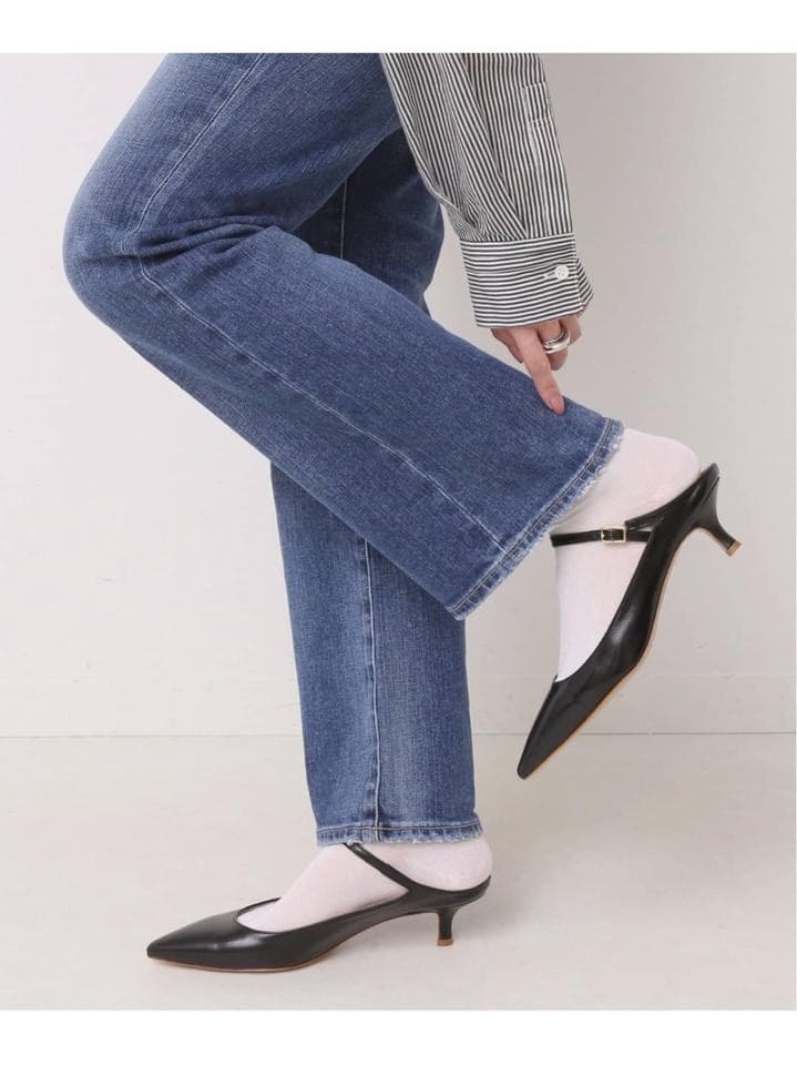 美品【FABIO RUSCONI】黒ストラップミュール 35 1/2