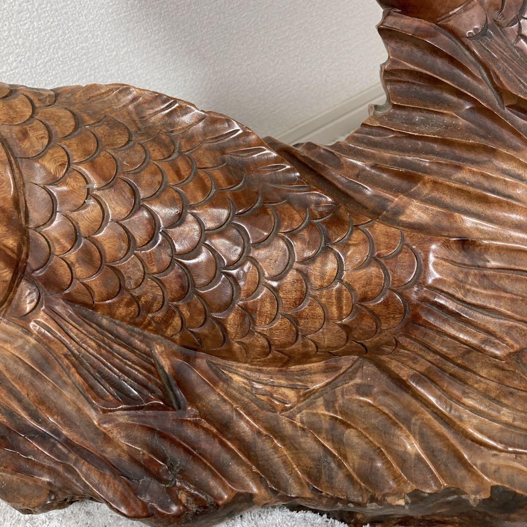 木彫り　鯉　carp fish レトロアンティーク　置物