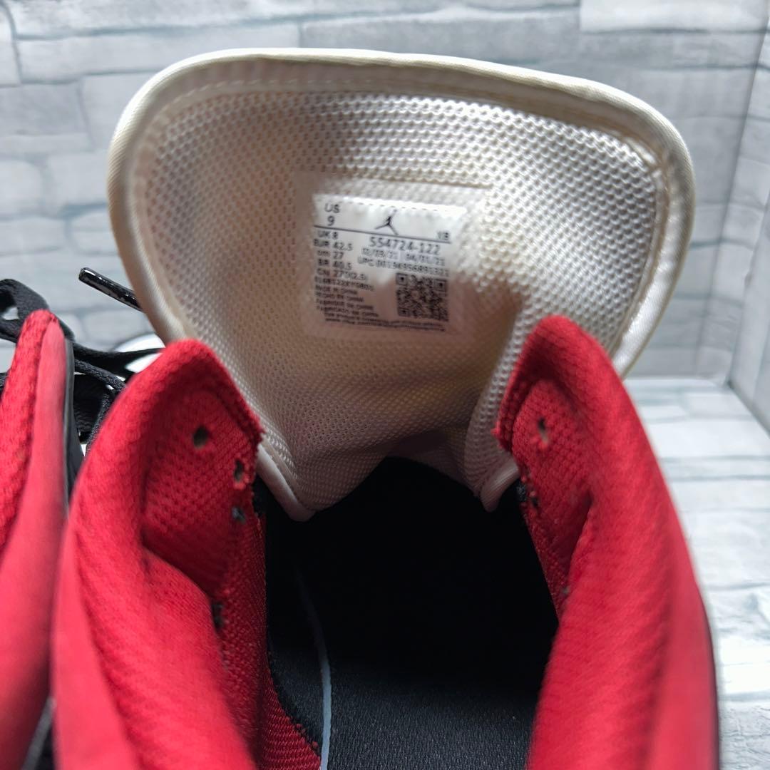 【美品】⭐️ナイキエアジョーダン1 ミッド ホワイト ブラック ジムレッド GS