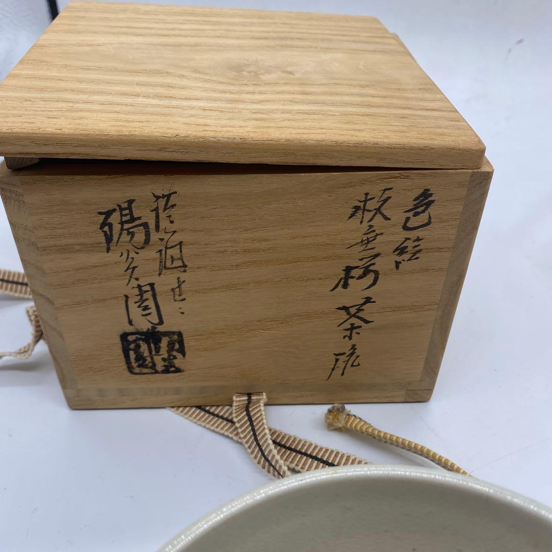 膳所焼 陽炎園 色絵 しだれ桜 茶碗 共箱 茶道具 抹茶碗 淡海ぜぜ 岩崎健三